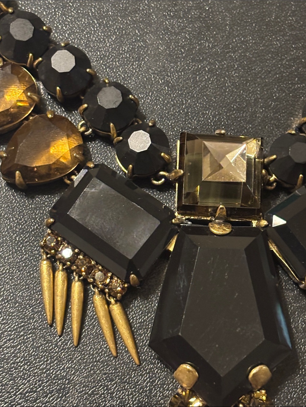 J. Crew Statement Necklace Black, Gray and Yellow Missing a Spike and a Stone - Picture 7 of 17